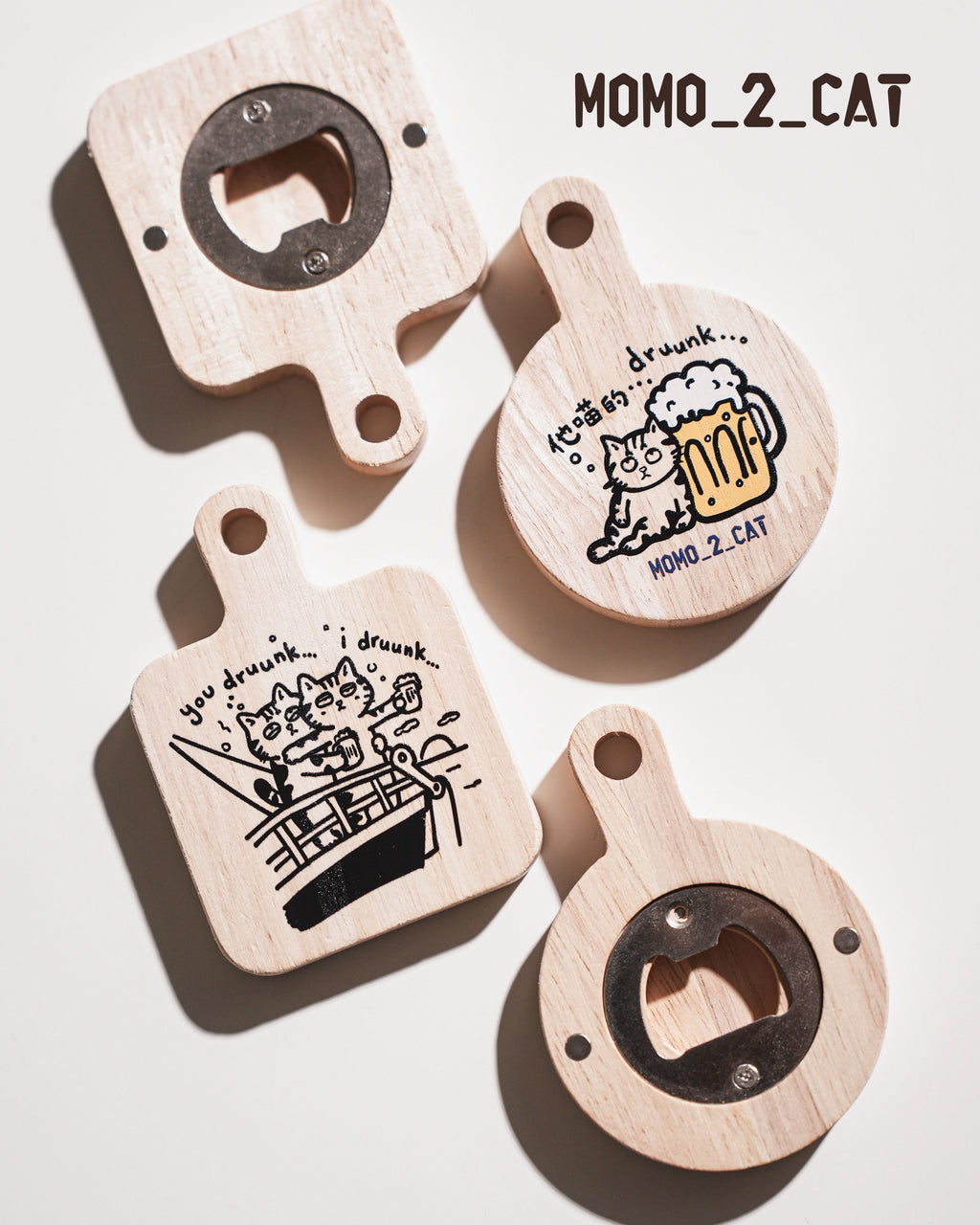 MOMO_2_CAT 木製開瓶器磁石