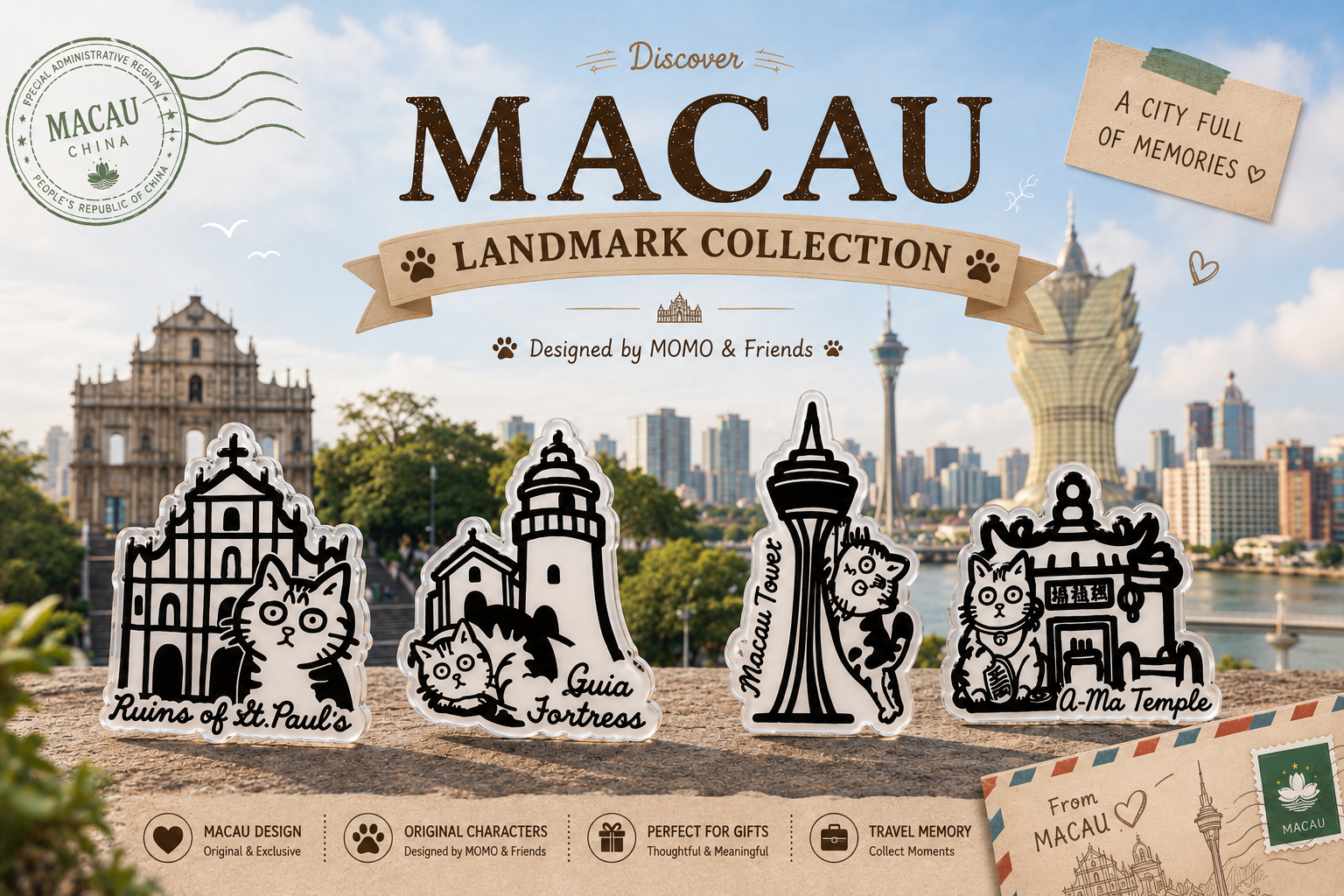MOMO x Macau Landmark Acrylic Souvenir Bundle Set