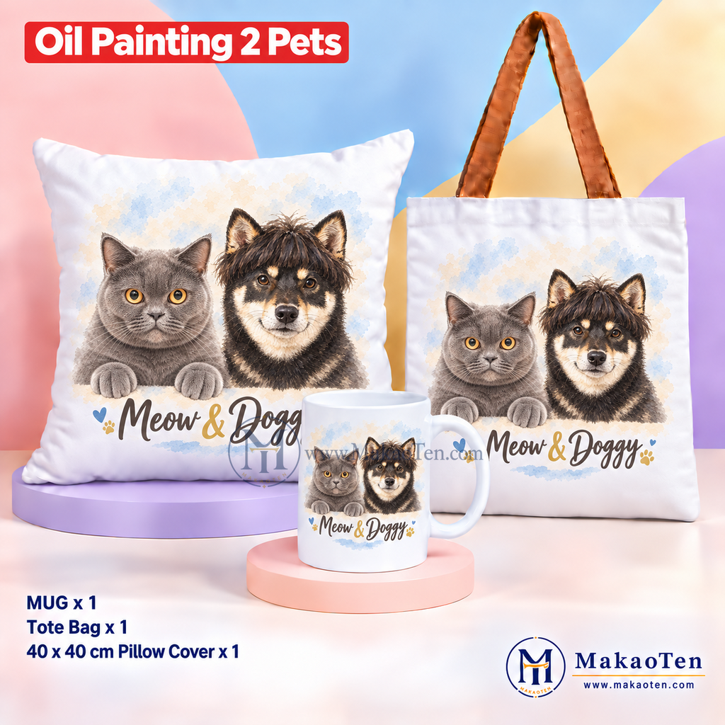 Personalized Designs Full Package – Custom Pet Mug, Tote Bag & Pillow Cover