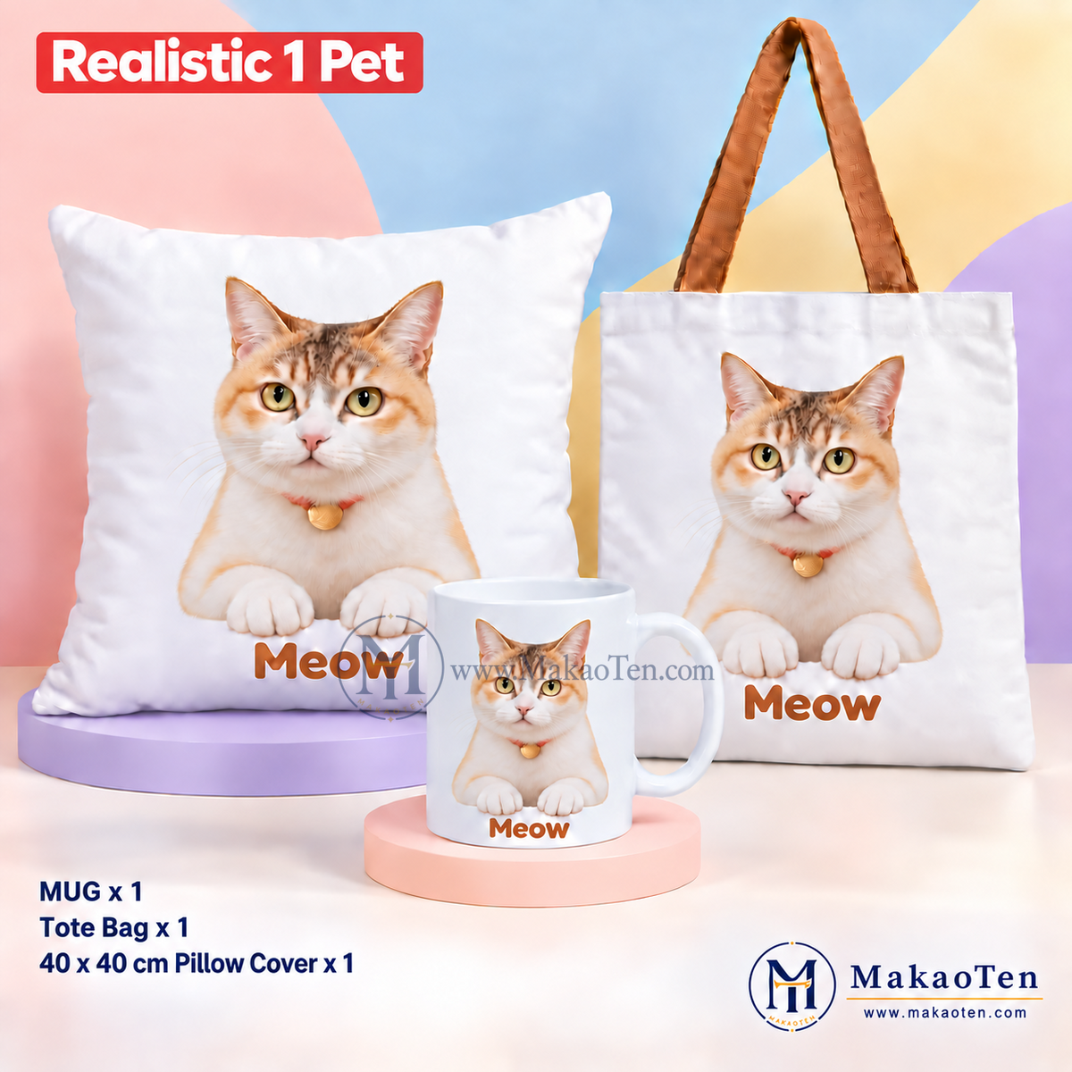 Personalized Designs Full Package – Custom Pet Mug, Tote Bag & Pillow Cover
